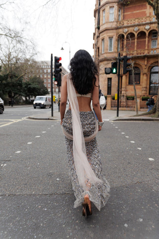 Daisy Saree Set for Indian Wedding - Silver Grace and Other Accidents by The Little Black Bow