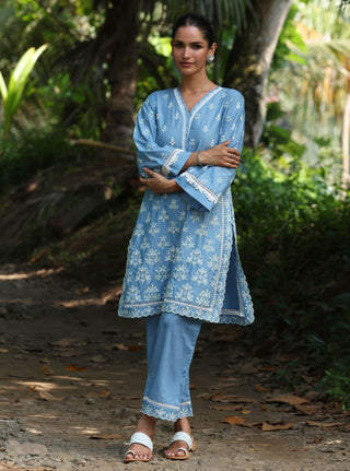 Blue rith malgudi day kurta set