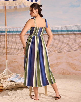 Midi Dress Holiday Wear - Multicolor Sardinia Dress by Zazu