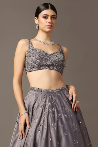 Gray satin lehenga set
