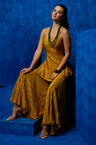 Yellow printed sharara set