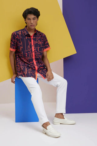 Blue printed casual shirt