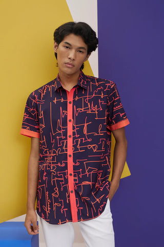 Blue printed casual shirt