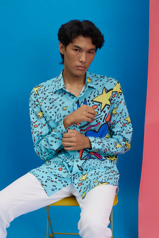 Blue ocean printed shirt