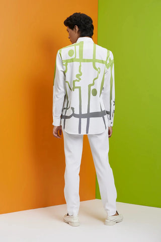 White abtsract print shirt