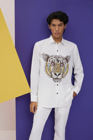 White tiger print shirt