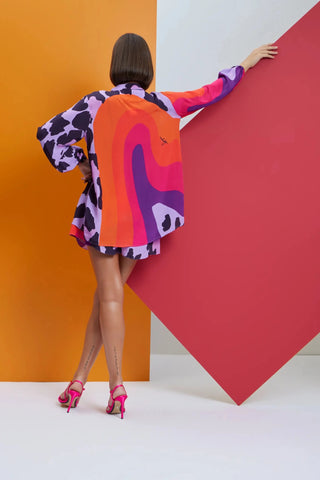 Multicolor printed over size shirt with shorts