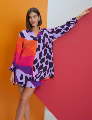 Multicolor printed over size shirt with shorts