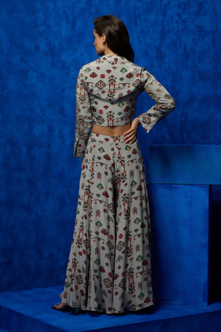 Gray printed crop top and palazzo