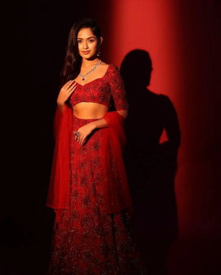 Kresta red lehenga set