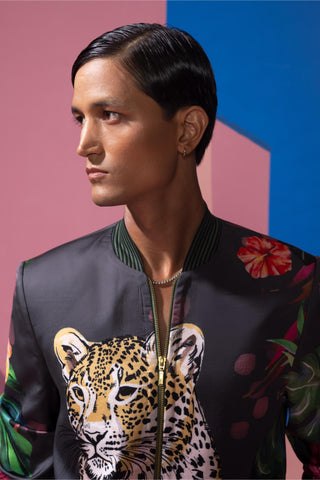 Brown feral flora-charcoal postcard co-ord set