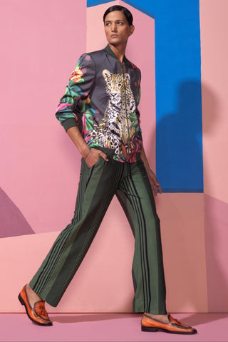 Brown feral flora-charcoal postcard co-ord set