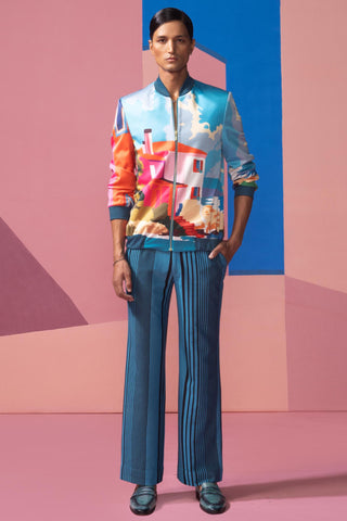 Blue beach house postcard co-ord set