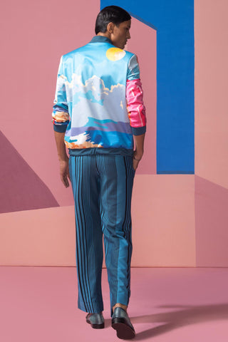 Blue beach house postcard co-ord set