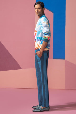 Blue beach house postcard co-ord set