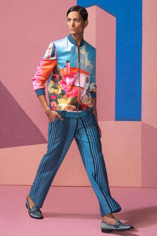 Blue beach house postcard co-ord set