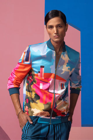 Blue beach house postcard co-ord set