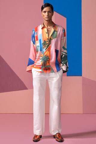 Pink ascending horizons postcard full sleeve shirt