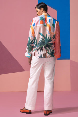 Pink ascending horizons postcard full sleeve shirt