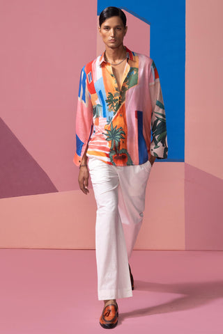 Pink ascending horizons postcard full sleeve shirt