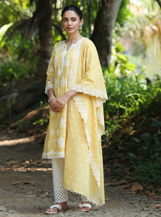 Yellow sira malgudi day kurta set
