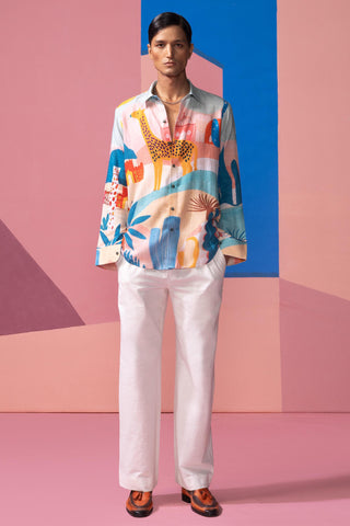 Blue sunset safari postcard full sleeve shirt