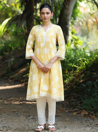 Yellow sira malgudi day kurta set