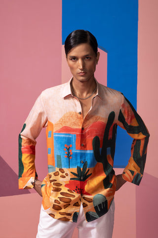 Peach the desert postcard full sleeve shirt