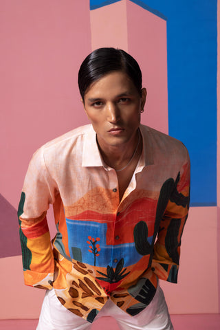 Peach the desert postcard full sleeve shirt