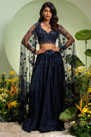 Blue Skirt Set for Indian Wedding – Eden by Pallavi Poddar