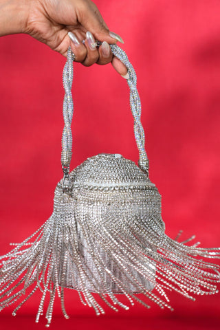 Bucket bag for women for Contemporary Wear - Silver glitz accessory by House of Kosha