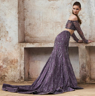 Purple blouse and mermaid skirt set