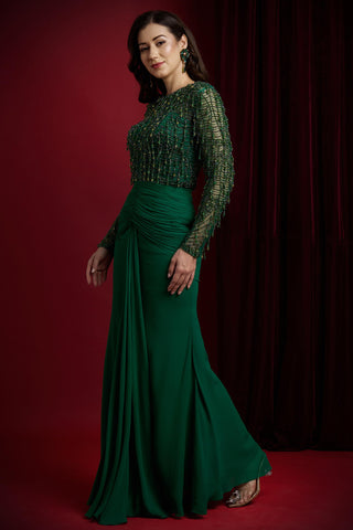 Lehenga Set for Indian Weddings – Green Mira by Aayushi Maniar