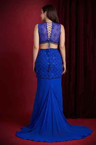 Blue Lehenga for Indian Weddings – Indra Drape by Aayushi Maniar