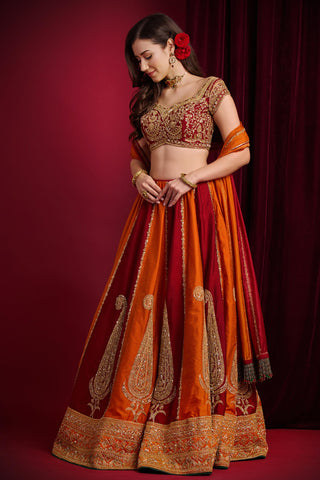 Lehenga Set for Indian Weddings – Sindoori Orange by Aayushi Maniar