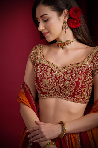 Lehenga Set for Indian Weddings – Sindoori Orange by Aayushi Maniar