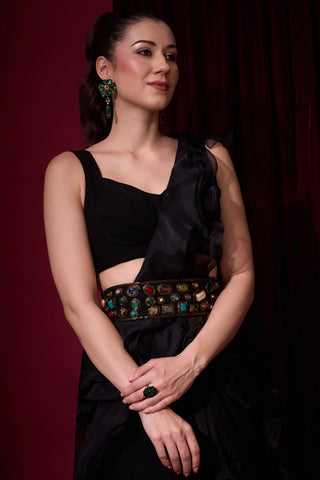 Frill Saree for Indian Weddings – Black Raatrini by Aayushi Maniar