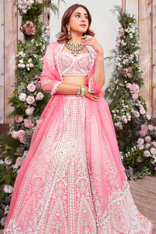 Peach jasmine lehenga set