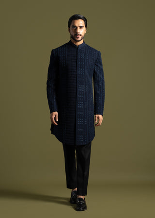 Blue suiting fabric achkan set