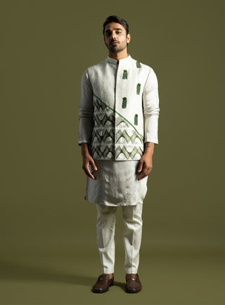 Oyster gray nehru jacket set