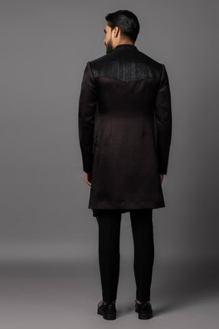 Stone brown dalas achkan with leather cord set