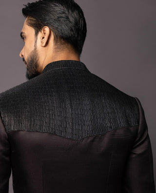 Stone brown dalas achkan with leather cord set