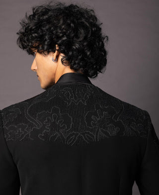 Black shadow open achkan jacket set