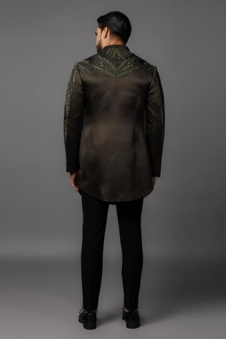 Sap green rainshower embroidered achkan set