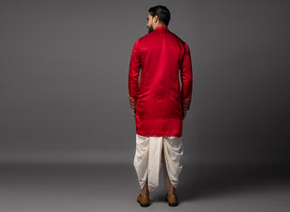 Red crimson enamel kurta set