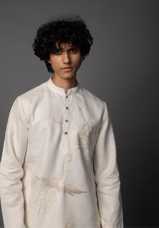 Ivory linen luxe kurta set
