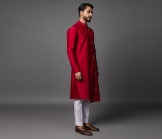 Red vermelion threads kurta set
