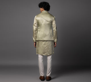 Green kasuti elephant nehru jacket with kurta and pajama