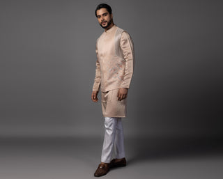 Pink kasuti butterfly nehru jacket set