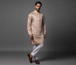Pink kasuti butterfly nehru jacket set